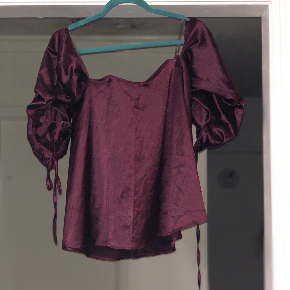 Cold shoulder satin top